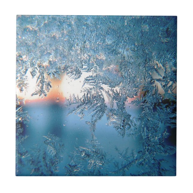 Winterliches Sonnenlicht durch gefrorene Eiskrista Fliese (Vorderseite)
