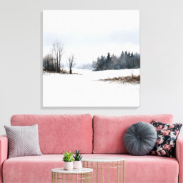 Winterliches Wasserfarbenbild auf Leinwand mit neb