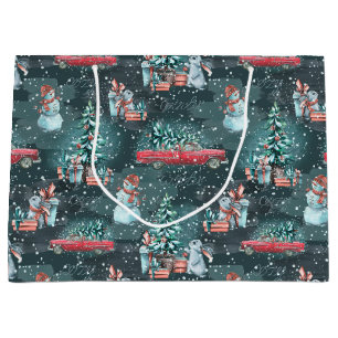 Winterliches Weihnachts-Geschenkpapier mittelgroße Große Geschenktüte