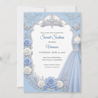 Winterlicht Blaue Prinzessin Sweet 16 Einladung