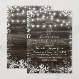 Winterlichter & Schneeflocken Rustikales Brautpart Einladung