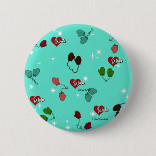 Winterliebe Handschuhe und Schneeflockenmuster Button