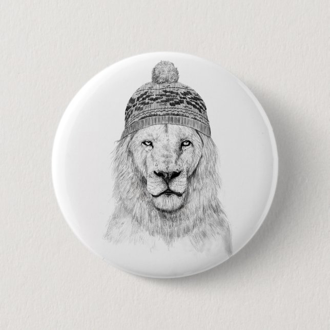 Winterlion (bw. button (Vorderseite)