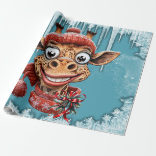 Wintermagie mit niedlicher Cartoon-Giraffe Geschenkpapier