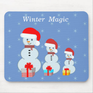Wintermagie Schneemänner & Schneeflocken Mousepad