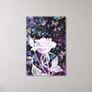 Wintermalerei Rose und Schmetterlinge Leinwand dru