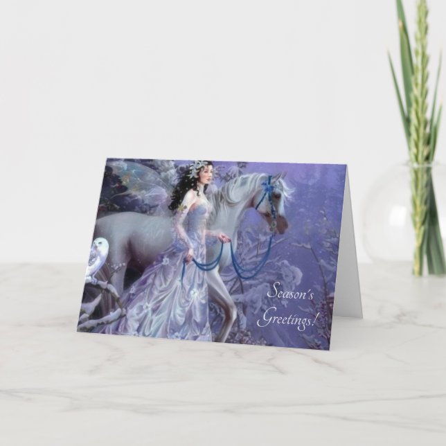 Wintermärchen mit Pferd Feiertagskarte (Vorderseite)