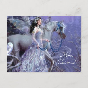 Wintermärchen mit Pferd Feiertagspostkarte