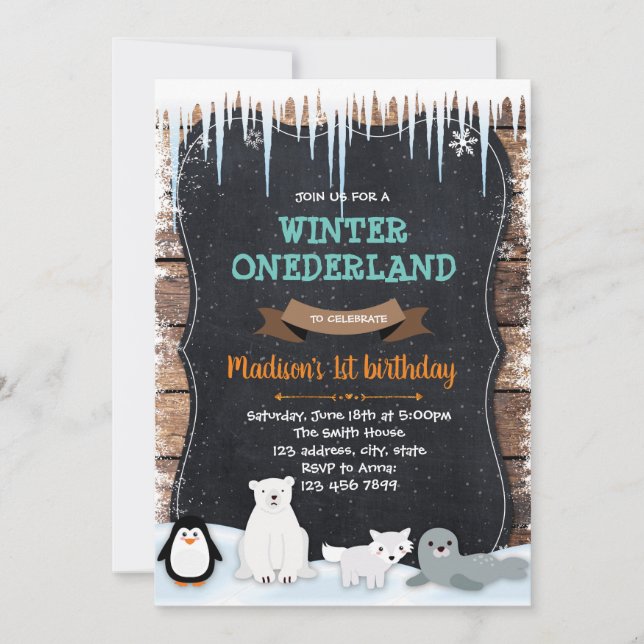 Wintermärchen Party Arktis Einladung (Vorderseite)