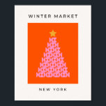 Wintermarkt 02 Weihnachtsbaum Rosa und Orange Poster<br><div class="desc">Wintermarkt | 02 - New York - Weihnachtsbaum - Festliche Dekoration - Rosa und Orange.</div>