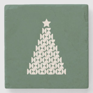 Wintermarkt 07 Vintager Grüner Weihnachtsbaum Steinuntersetzer