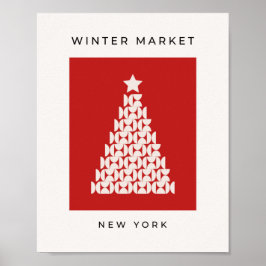 Wintermarkt 08 Vintager Weihnachtsbaum Poster