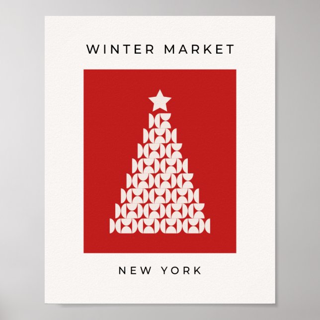 Wintermarkt 08 Vintager Weihnachtsbaum Poster (Vorne)