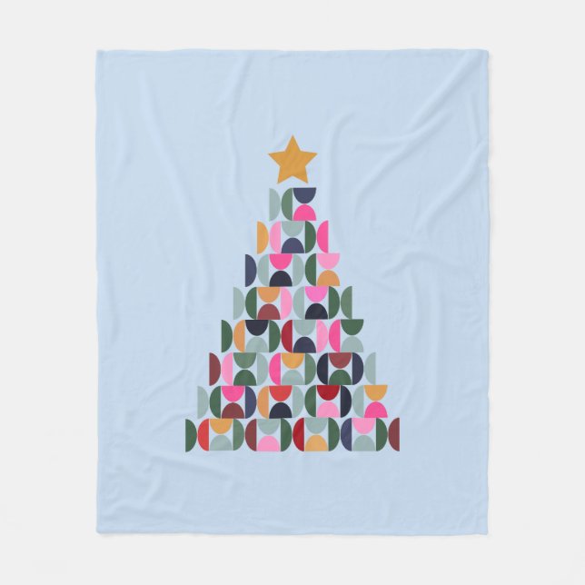 Wintermarkt 10 farbenfroher Weihnachtsbaum Fleecedecke (Vorderseite)