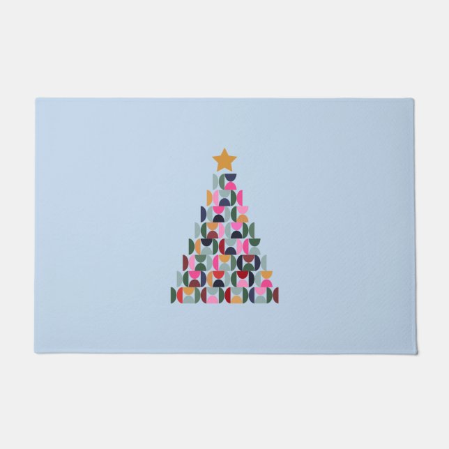 Wintermarkt 10 farbenfroher Weihnachtsbaum Fußmatte (Vorderseite)