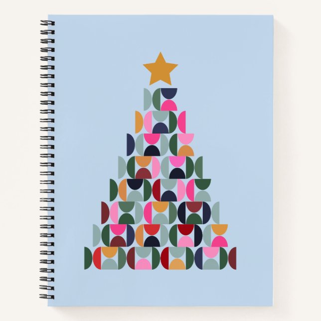 Wintermarkt 10 farbenfroher Weihnachtsbaum Notizbuch (Vorderseite)