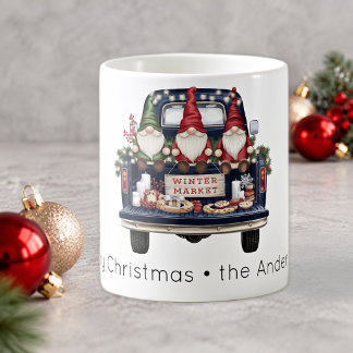 Wintermarkt-Güter Blaue Lastwagen Anbetungswürdige Kaffeetasse