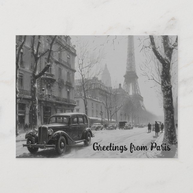Wintermärsche in Paris Postkarte (Vorderseite)