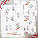 Wintermäuse Feiertagskarte<br><div class="desc">Kleine Mäuse,  die im Winter Spaß haben,  Ski fahren,  Skaten,  unter dem Mistleton küssen und im Allgemeinen das Leben genießen! Originelle Kunst von Nic Squirrell. Ändern Sie den Text für den Gruß und Namen,  um anzupassen.</div>