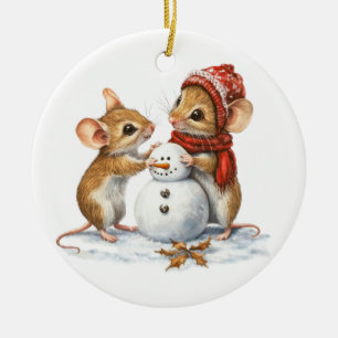 Wintermäuse-Ornament Keramik Ornament