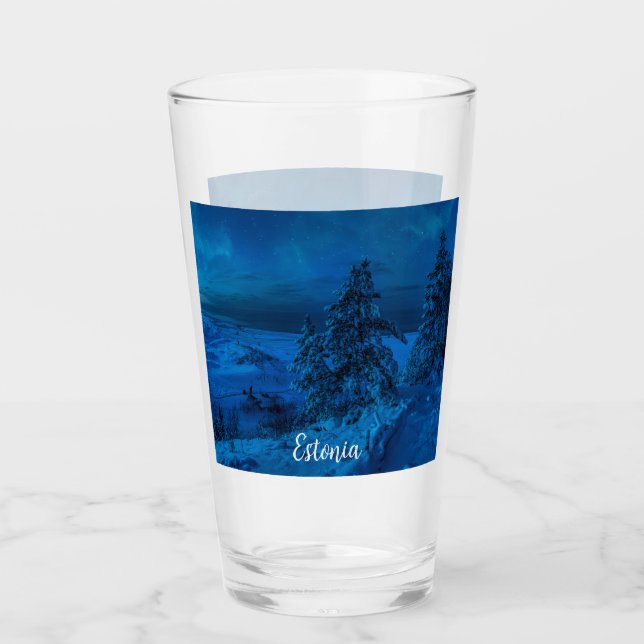 Wintermeerküste im Mondlicht Glas (Vorderseite)