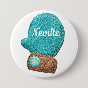 Wintermitten niedliche Schneeflocke, blau-weiß Button