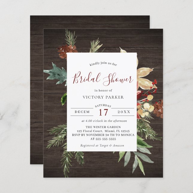 Wintermonate Hochzeit Brautparty aus Holz (Vorne/Hinten)