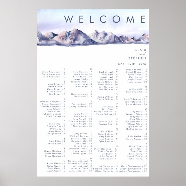 Wintermonate Sonnenterrasse Alphabetische Sitzkart Poster (Vorne)