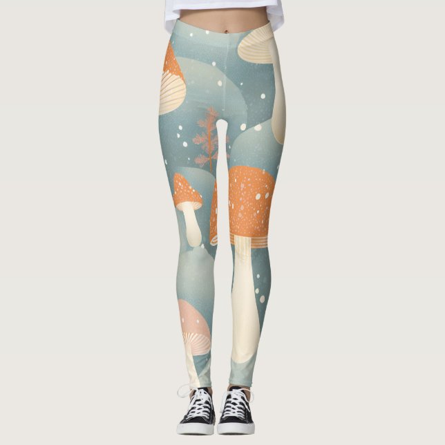 Wintermushroom Leggings in Pastellfarben drucken (Vorderseite)
