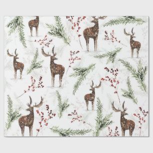 Wintermuster Hirsch- und Brunnenfutter Geschenkpapier