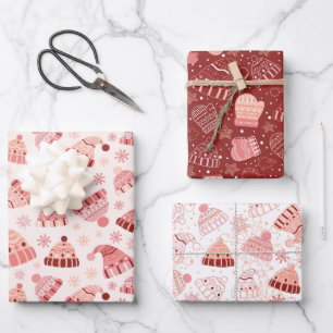 Wintermützen & Handschuhe Geschenkpapier Set