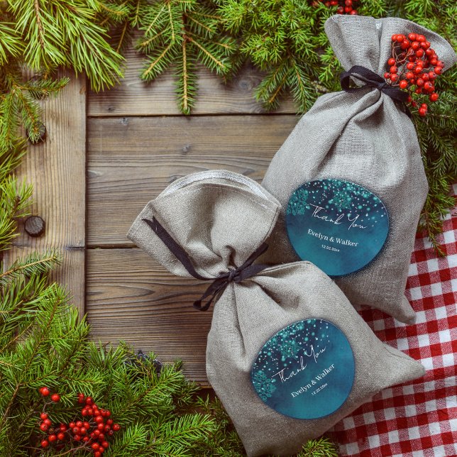 Winternacht Danke Runder Aufkleber (Von Creator hochgeladen)