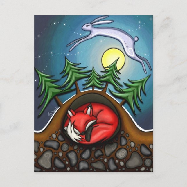 Winternacht Postkarte (Vorderseite)