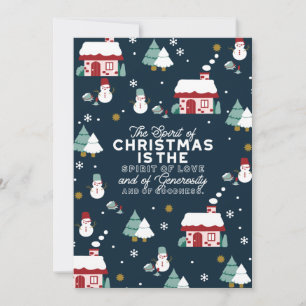 Winternachtsdörfliche Szene mit Weihnachtsgeist Dankeskarte