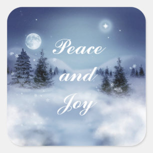 Winternachtskleber Quadratischer Aufkleber