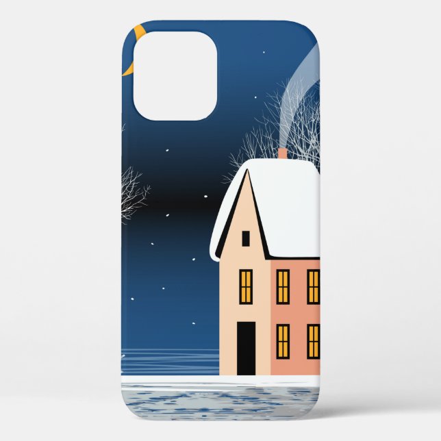 Winternachtslandschaft. Gemütliches Haus, verschie Case-Mate iPhone Hülle (Rückseite)