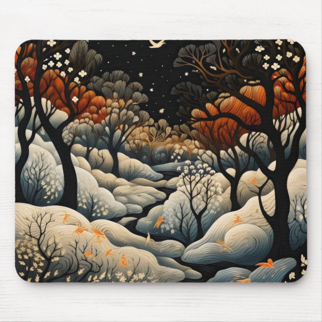 Winternachtslandschaft Mousepad (Vorne)