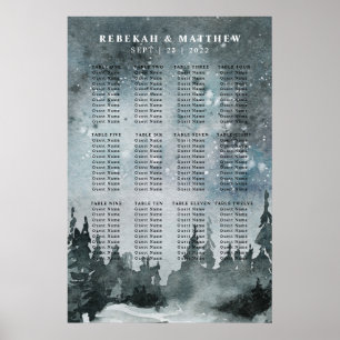 Winternachtswald-Wunderland-Sitzkarte Poster