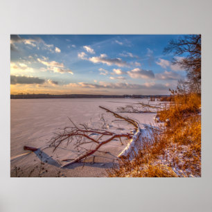 Winternatur, gefrorener Teich, schönes Bild, Poster