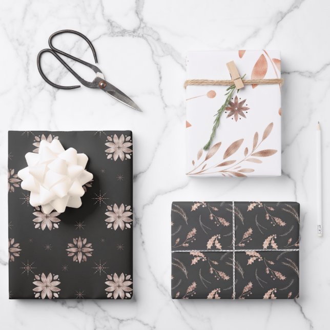 Winternatur Moderne nordische Weihnachten Geschenkpapier Set (Vorderseite)