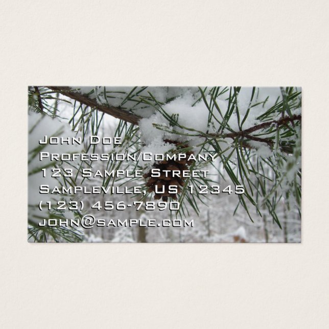 Winternaturfotografie von Snowy Pine Branch (Vorderseite)