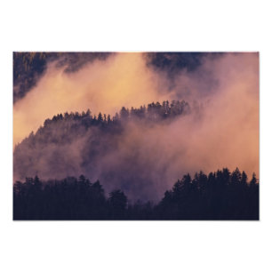 Winternebel im Tal bei Sonnenuntergang von Morton Fotodruck