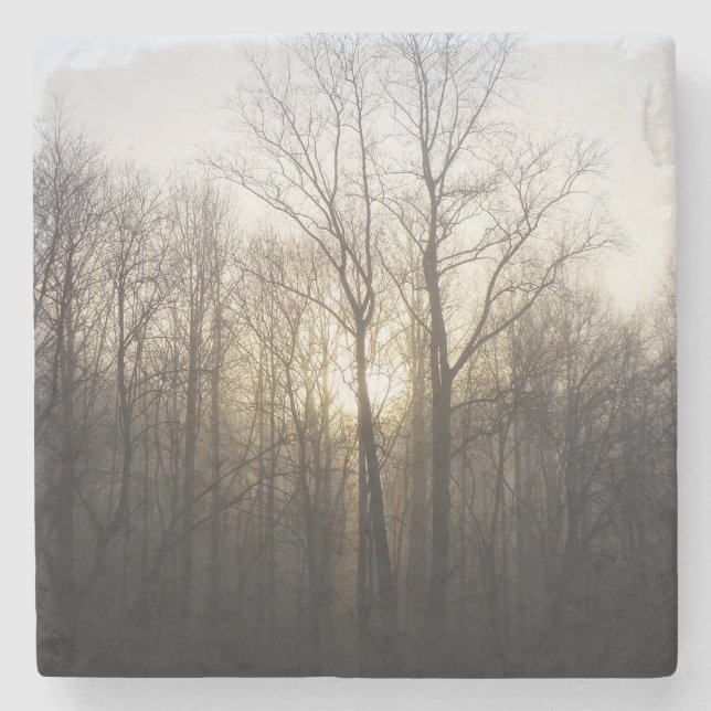 Winternebel Naturfotografie Steinuntersetzer (Vorderseite)