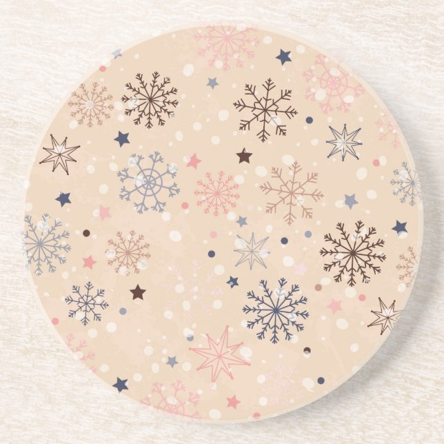 Winterneutrale Schneeflocken Getränkeuntersetzer (Vorne)