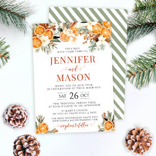 Winterorangen Weihnachts-Hochzeitseinladung Einladung