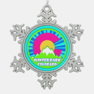 Winterpark Colorado Neonberge Schneeflocken Zinn-Ornament