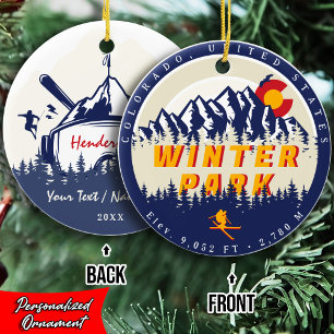 Winterpark Colorado Vintage Skitouren 80er Keramik Ornament