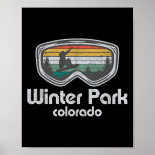 Winterpark Snowboarden Retro Colorado Snowboard Poster