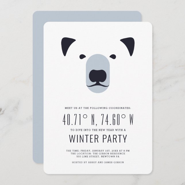 WinterParty | Polar-Koordinatoren - Einladung (Vorne/Hinten)