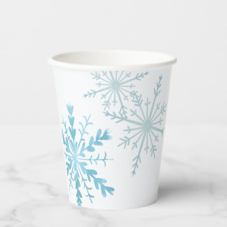 Winterparty-Wasserfarbe-Schneeflocke Hellblau Pappbecher